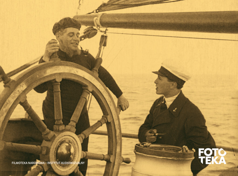 Kadr z filmu „Zew morza” z roku 1927, reż. Henryk Szaro - fragment taśmy barwionej na żółto/FINA
